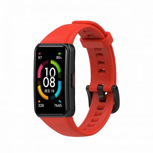 Foto - eses Silikónový remienok pre Huawei a Honor Band 6 - Veľkosť L, červený